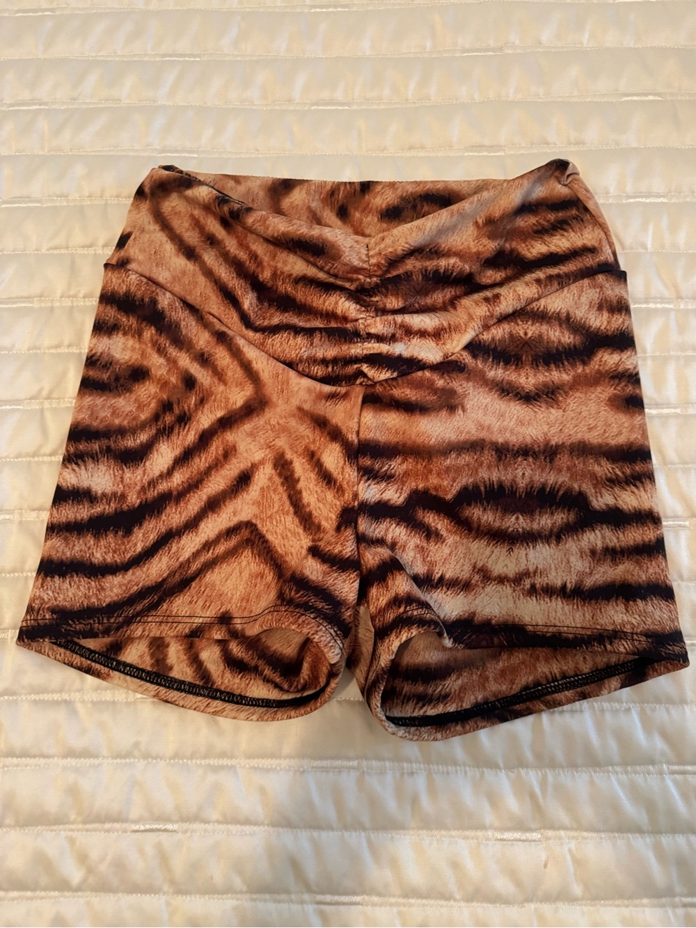 TIGER FRIDAY - High-Rise Tiger-Print Athletic Shorts — Beige/Black new w/o tag - Picture 6 of 6